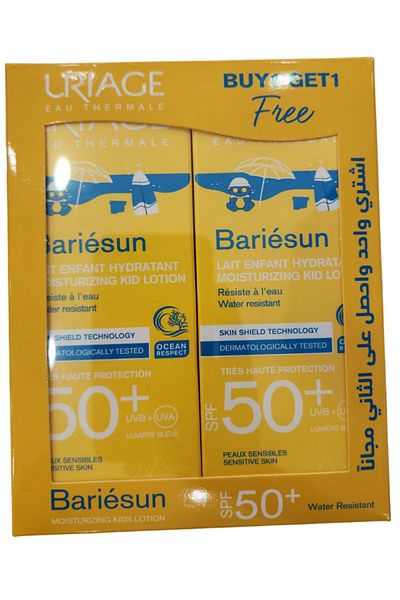 Uriage Bariesun SPF50+ Moisturizing Kids Sunscreen Lotion 100ml, Promo Pack of 1 + 1 Free