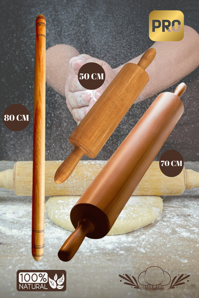 Ülgenev Profesyonel Hamur Açma Seti - 80 cm Oklava, 50-70 cm Merdane | Pide, ...