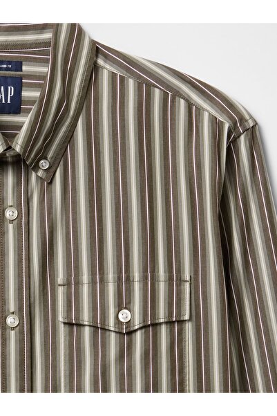 GAP Erkek Kahverengi %100 Organik Pamuk Poplin Western Gömlek