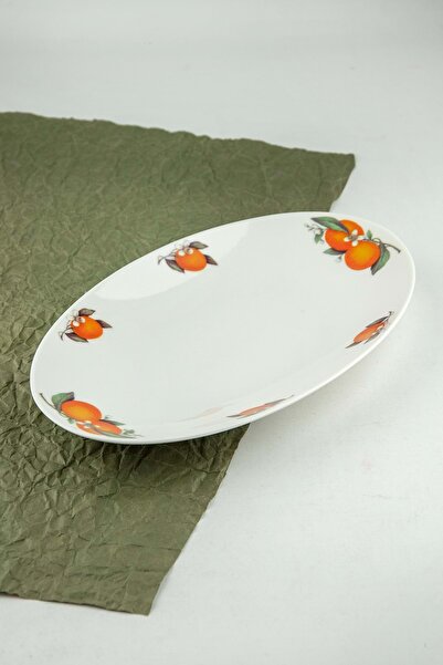 Bursa Porselen Dekor Orange Oversized Porcelain Boat Plate