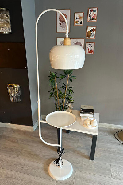 Bamyum Lambader Beyaz Hareketli Başlık Sehpalı Modern Dekoratif Metal Oturma Odası Çalışma Odası Zemin