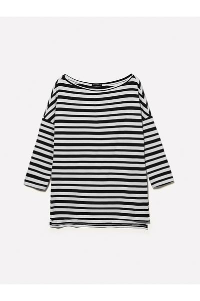 Sisley Tricou cu mânecă lungă pentru femei, cu dungi orizontale, cu dungi orizontale, cu mânecă lungă