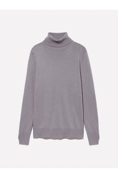 Sisley Women's Smoked Wool and Cashmere Blended Rib Detailed Turtleneck Sweater