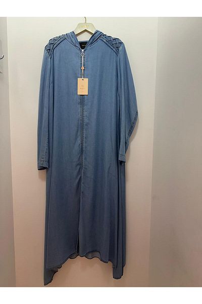Kayra Palton din denim cu glugă și fermoar