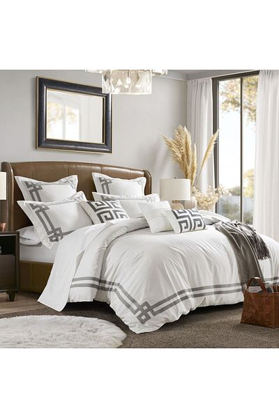 Orange Bed & Bath طقم لحاف أثينا مزدوج من القطن بنسبة 100% مكون من 11 قطعة