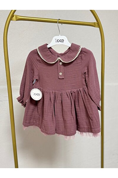 TİJK Kız Bebek Muslin Kumaş Elbise