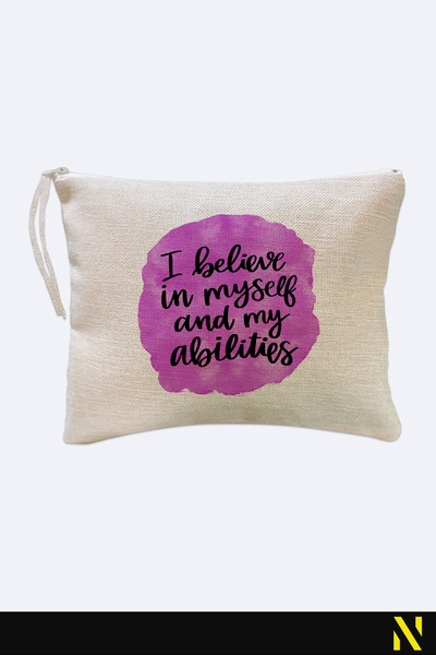 nilizma I Believe in Myself Patterned Linen Handbag