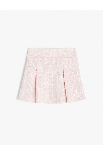 Koton Children's Pleat Detailed Mini Tweed Pink Girl's Skirt 5Skg70043Aw