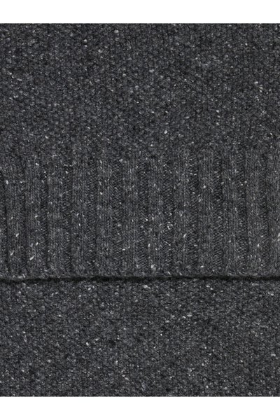 Sisley Men's Anthracite Melange Wool Blended Ribbed Scarf