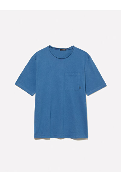 Sisley Ανδρικό μπλουζάκι Petrol Blue 100% βαμβακερό κανονικής εφαρμογής με λεπτομέρεια τσέπης στο στήθος