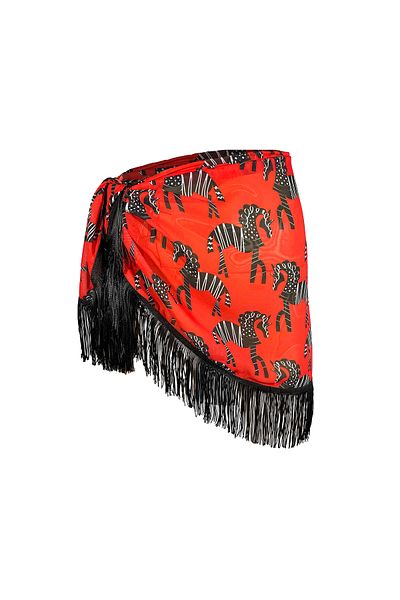 Bolder Amore Tasseled Red Zebra Pareo