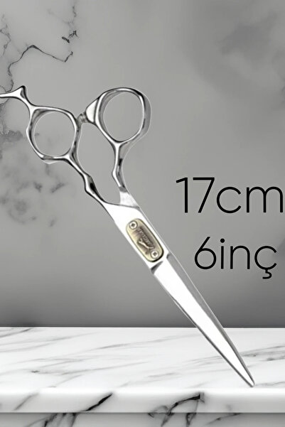 ESENLİWE Profesyonel Kuaför Berber İmaj Makas Seti Jaguar Desenli Dış Bükey 2'Li Gümüş Set (Ara&Düz Makas)