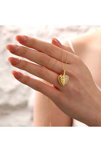 ÖzelSen Accessories Açılır Kapanır Desenli Kalpli 925 Ayar Gümüş İsimli Kolye