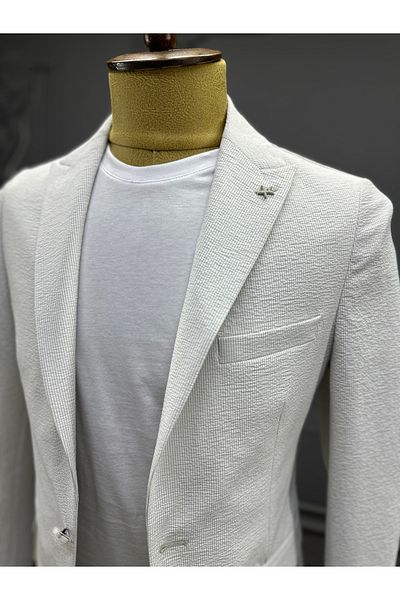 ALTINYILDIZ CLASSICS Extra Slim Fit Slim Fit Mono Collar Ecru Suit
