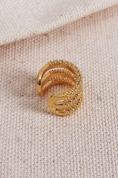 Süspüs Accessories 3 Strips Gold Color Cartilage Earrings