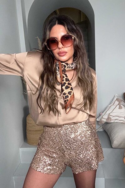 Sohotique By P Light Brown Zr Sequin Shorts