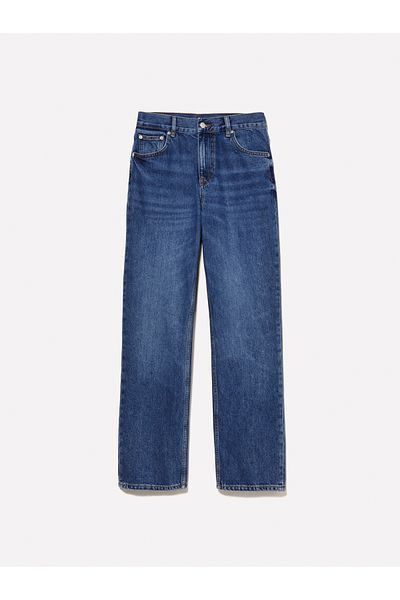 Sisley Women's Indigo 100% Cotton Five Pockets Straight Leg Regular Waist Denim Trousers