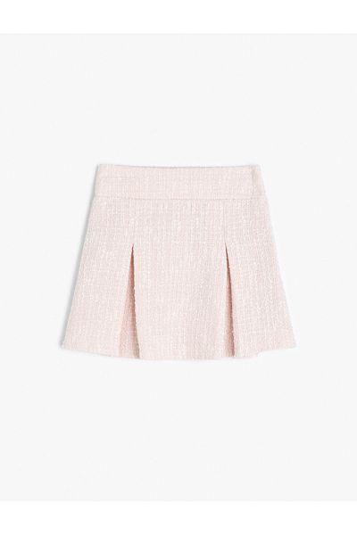 Koton Children's Pleat Detailed Mini Tweed Pink Girl's Skirt 5Skg70043Aw