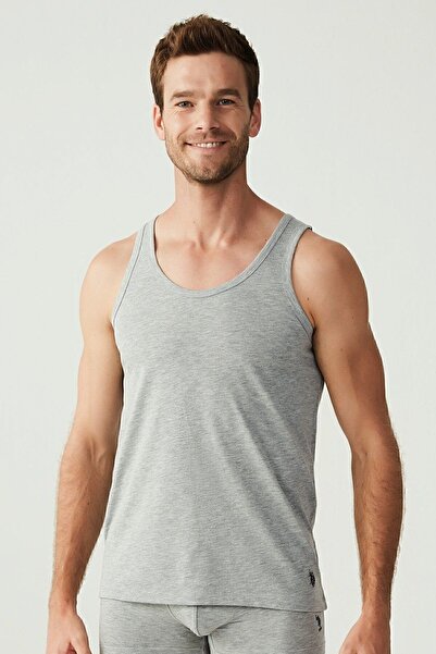 U.S. Polo Assn. Πόλο Ασν. (U.S. Polo Assn.) Ανδρικό μπλουζάκι 2 τεμαχίων σε γκρι χρώμα με συσκευασία αποστολής 100% βαμβάκι - Γκρι - ILC2.80P18V8B