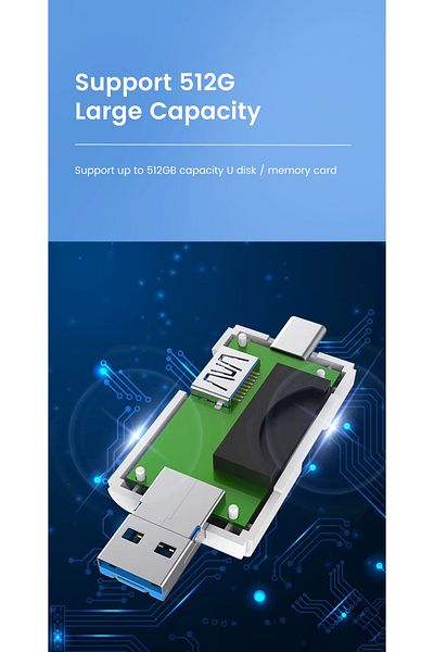Pmr USB 2.0 6 in 1 Card Reader and USB Multiplexer – Support Type-C, Micro Usb, Sd/Tf Card