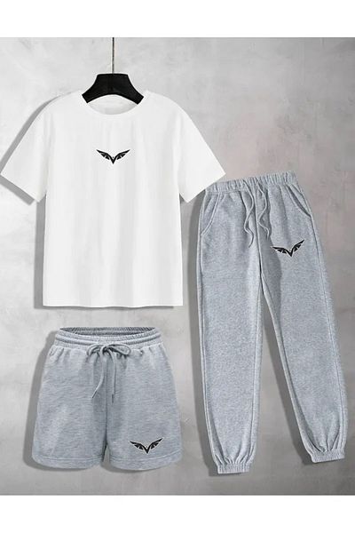 Gutsy T-Shirt Shorts Track Suit 3 Pieces Set Women/Men Eagle Printed