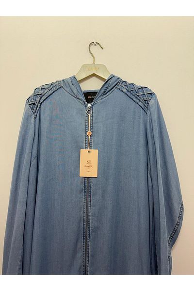 Kayra Palton din denim cu glugă și fermoar