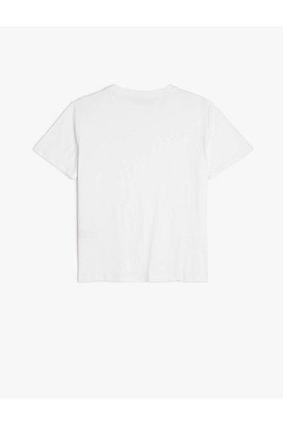 Koton Βαμβακερό κοντό μανίκι Crew λαιμόκοψη Basic λευκό γυναικείο μπλουζάκι 5sak50130ek