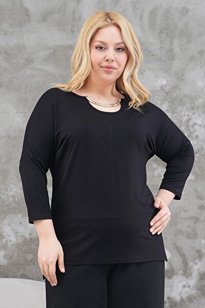 Siyezen Μπλούζα μεγάλου μεγέθους με αξεσουάρ κολιέ στο λαιμό