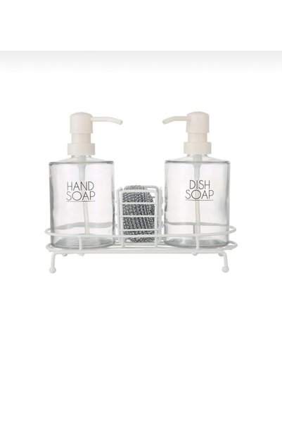 MİMOZA PARK 2 Pcs 450 ml Liquid Soap Dispenser with Metal Stand
