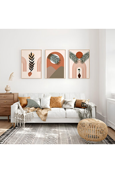 ARTCASTLE Set de 3 tablouri cu ramă din lemn, negru verde