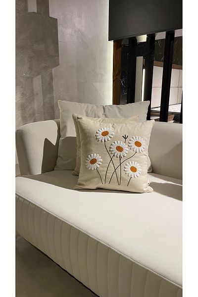 Ersperto Μαξιλαροθήκη Daisy Punch Punch Κεντημένη Ριχτάρι 1 Τεμάχιο 43x43cm