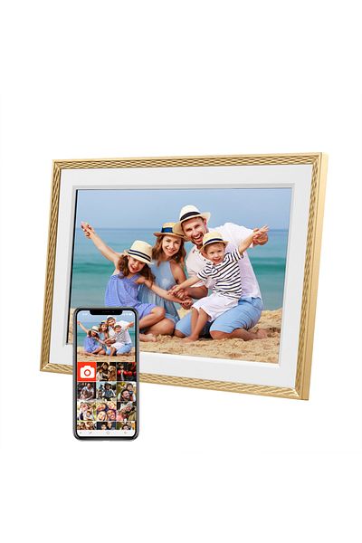 Choice Eu plug Gold Frameo 10.1 Inch WiFi Digital Picture Frame，1280 * 800IPS HD Cloud Smart Digital Photo