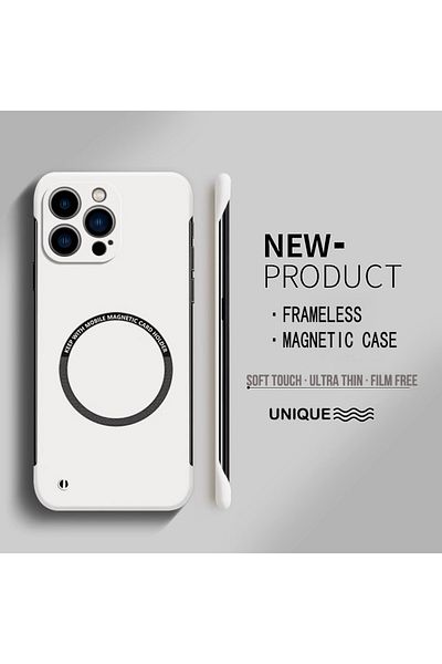 Choice for iPhone 11 ProMax Ivory Ultra Thin Hard PC Magnetic Frameless Phone Case For Magsafe iPhone 15 14