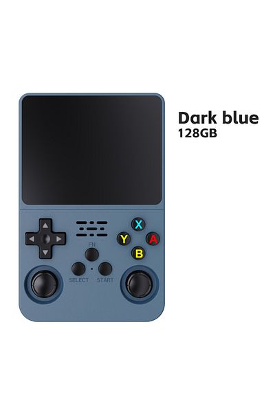 yydzkj 128GB Dark Blue R36S Retro Handheld Video Game Console Linux System 3.5-inch IPS Screen Mini Portabl