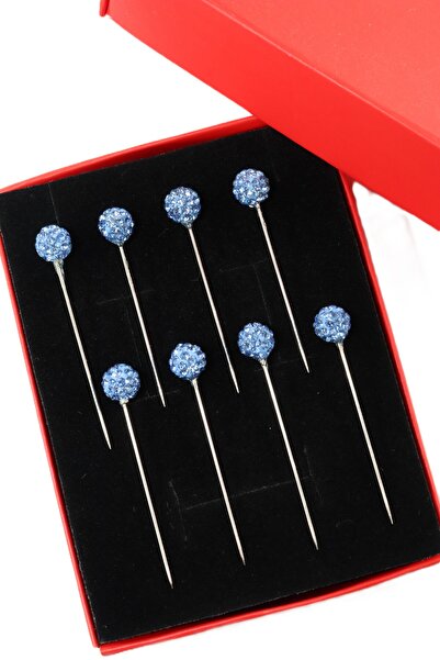 NUMETAL Blue Stone Scarf and Shawl Pin, Turban and Hijab Pin