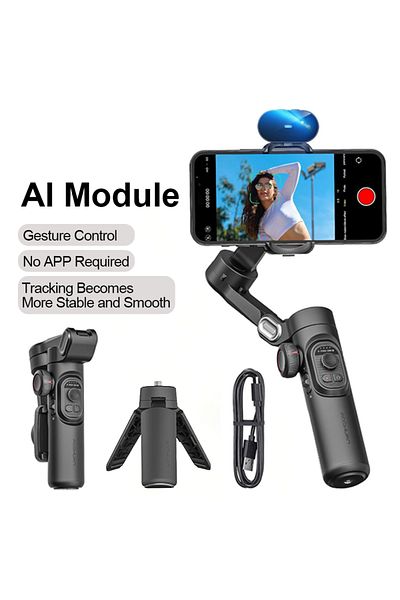 Choice مع مثبت AOCHUAN ثلاثي المحاور المحمول بتقنية الذكاء الاصطناعي للهواتف الذكية مع إضاءة تعبئة لأجهزة iPhone وAndroid