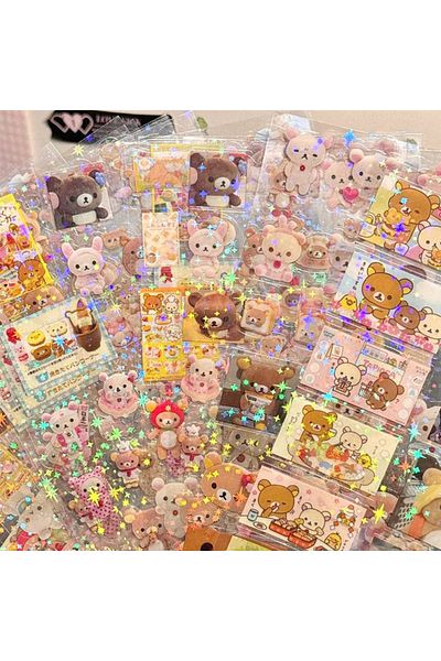 Choice 5pcs Bear 5pcs Hello Kitty Rilakkuma Cute Cartoon Die-cutting Sticker Kitty Cat Anime Handbooks Mate
