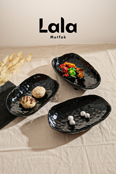 Lala Mutfak Belen Kayık Kahvaltılık ve Sunumluk 3'lü - (21x13 cm) Melamin Şık...