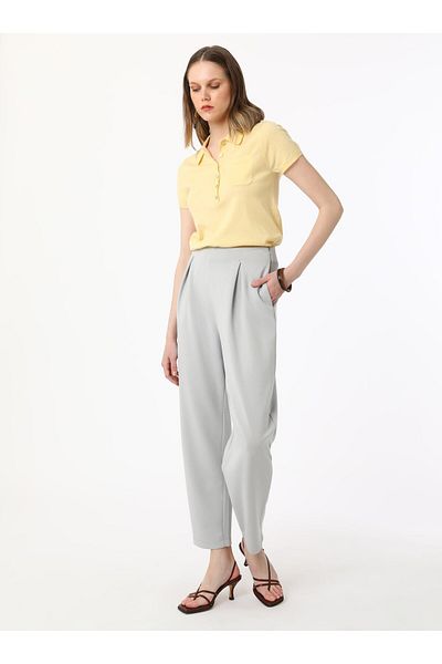 Refka Pantaloni de bază cu buzunare cu textura moale - Gri deschis - Refka