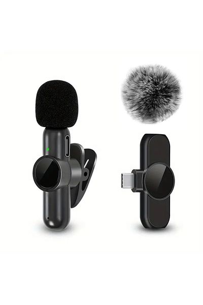 Choice 1in1 For Type-C Wireless Lavalier Microphone With Windproof Cover Audio Video Recording Mini Mic For