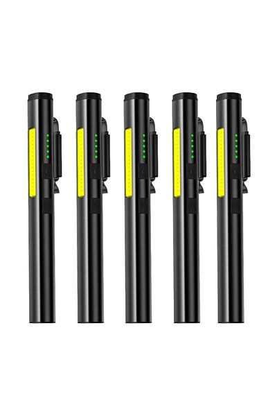 Choice 5 Pcs With Uv Mini Usb Rechargeable Led Flashlights Portable Pocket Pen Clip Light For Work Emergenc