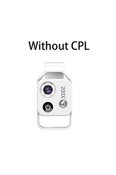 APEXEL White without CPL APEXEL 200X Pocket Microscope Lens with CPL Filter LED Light Mini Micro Macro Lens