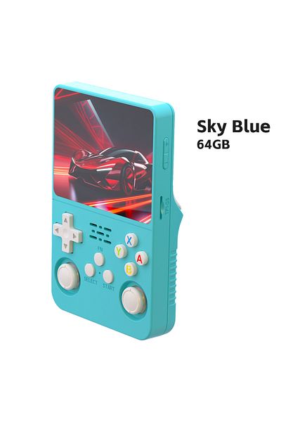 yydzkj 64GB Sky Blue R36S Retro Handheld Video Game Console Linux System 3.5-inch IPS Screen Mini Portable