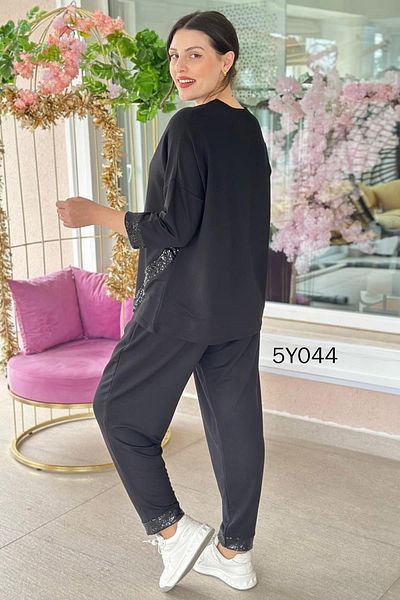 İnce Topuk Sequin Detail Crystal Fabric Set of 2 5Y044