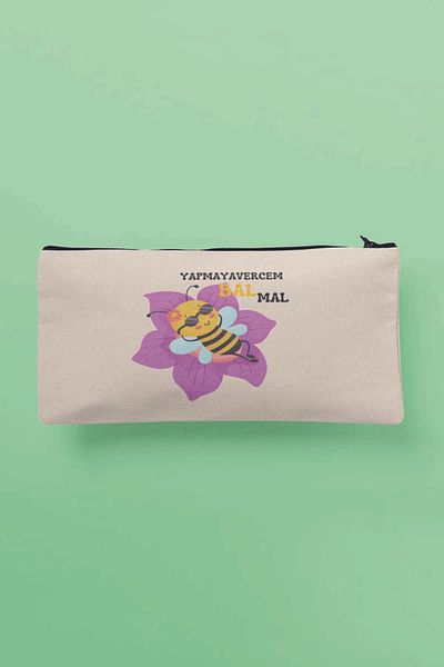 qoeuyl boutique Yapmayavercem Bal Mal Funny Printed υφασμάτινη τσάντα μακιγιάζ Πορτοφόλι μολυβοθήκη