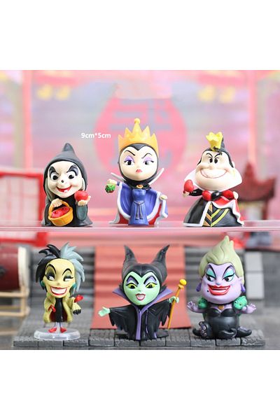 Miniso 6pcs Q Version Anime Figure Queen Maleficent Evil Jasmine Rapunzel Kawaii Action Figure Collection M