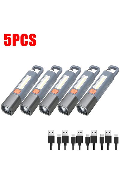 ZHIYU 5pcs 1-10pcs Super Bright Led Flashlight Xpe Torch Light With Hook Camping Light Usb Rechargeable Zo