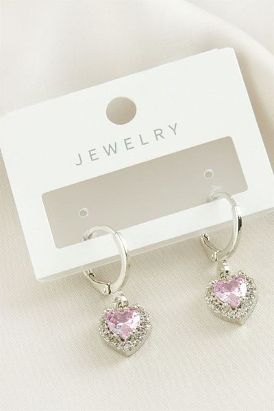 Ervalina Zircon Stone Pink Heart Serious Relationship Earrings