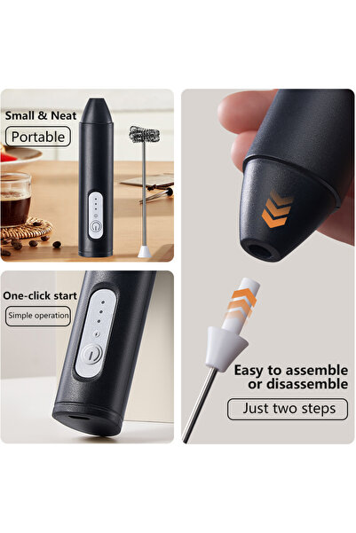 Choice خلاط كهربائي محمول باليد، خلاط كهربائي صغير لخفق الحليب لاسلكي أبيض سعة 0.5-1 لتر، ماكينة صنع قهوة كهربائية صغيرة