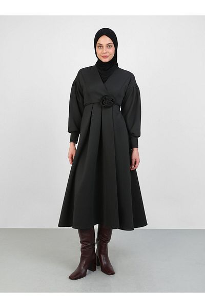 VAV Μαύρο Φόρεμα Hijab - Vav Collar